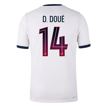 Versão do Jogador D. DOUÉ #14 PSG Fora Futebol Camisas 2026/27 Branco