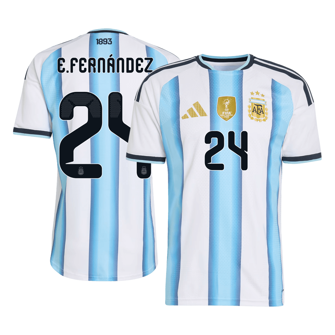 Versão do Jogador E. FERNÁNDEZ #24 Argentina Casa Copa do Mundo Futebol Camisas 2026