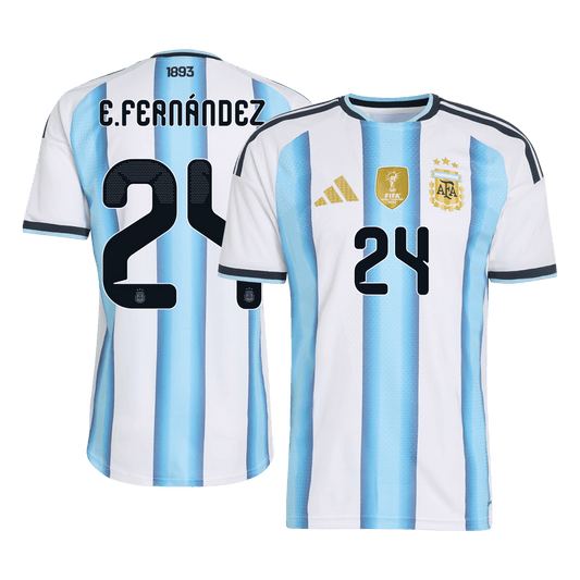 Versão do Jogador E. FERNÁNDEZ #24 Argentina Casa Copa do Mundo Futebol Camisas 2026