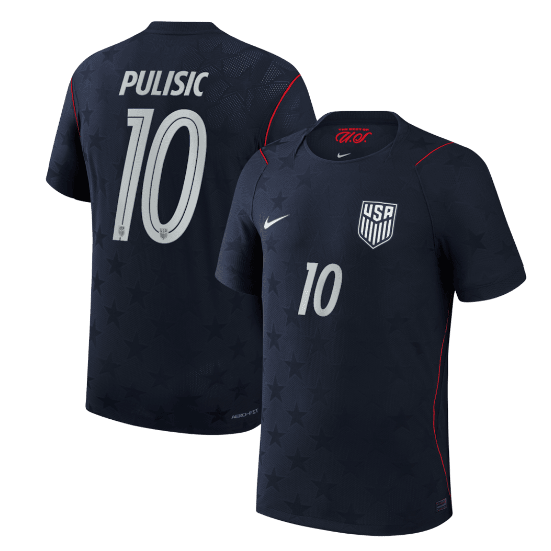 Versão do Jogador PULISIC #10 EUA Fora Copa do Mundo Futebol Camisas 2026 Preto