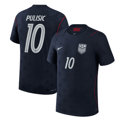 Versão do Jogador PULISIC #10 EUA Fora Copa do Mundo Futebol Camisas 2026 Preto