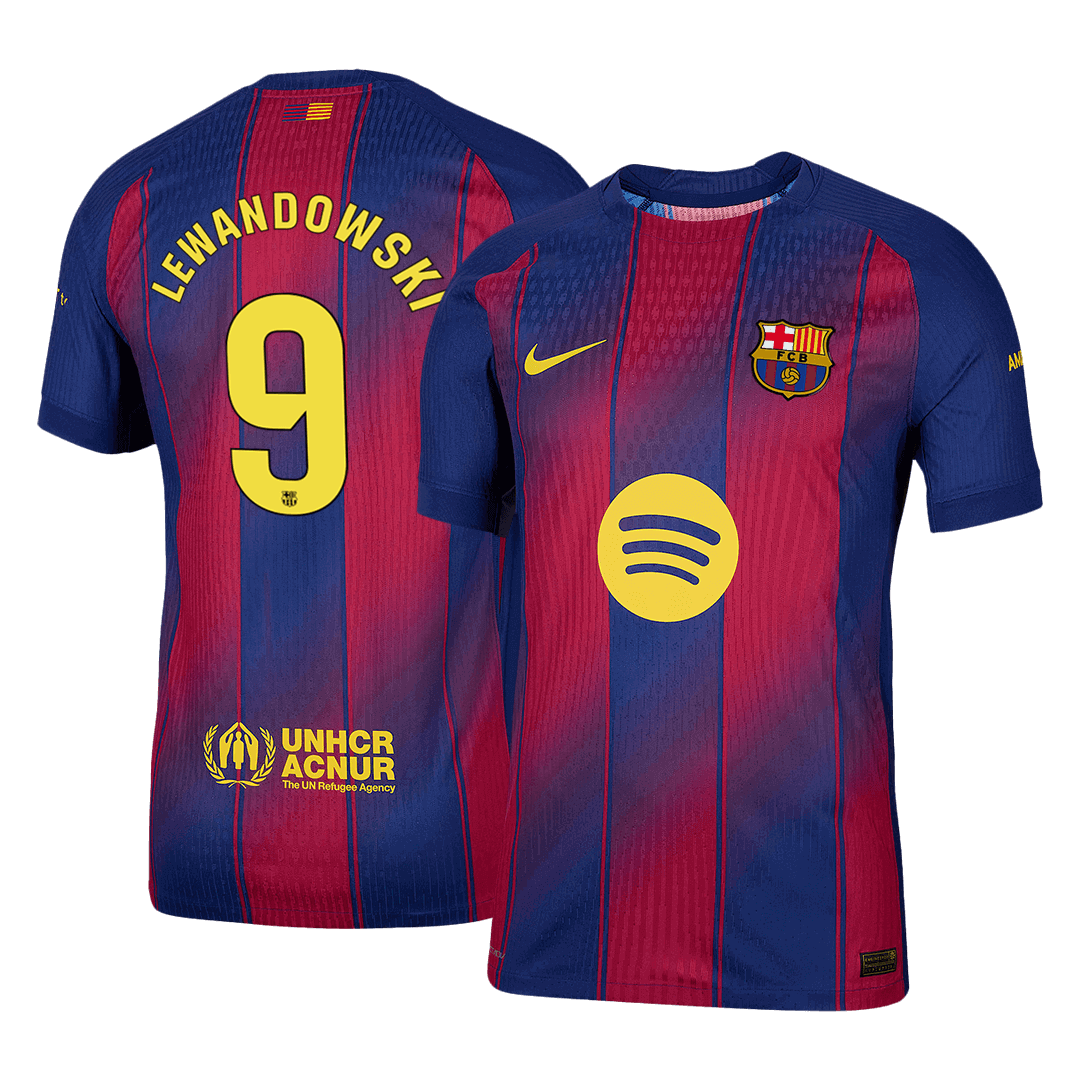Autêntico LEWANDOWSKI #9 Barcelona Casa Futebol Camisas 2025/26