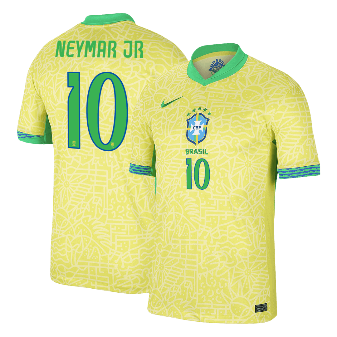 Camisola de futebol NEYMAR JR #10 Brasil Home personalizada 2024