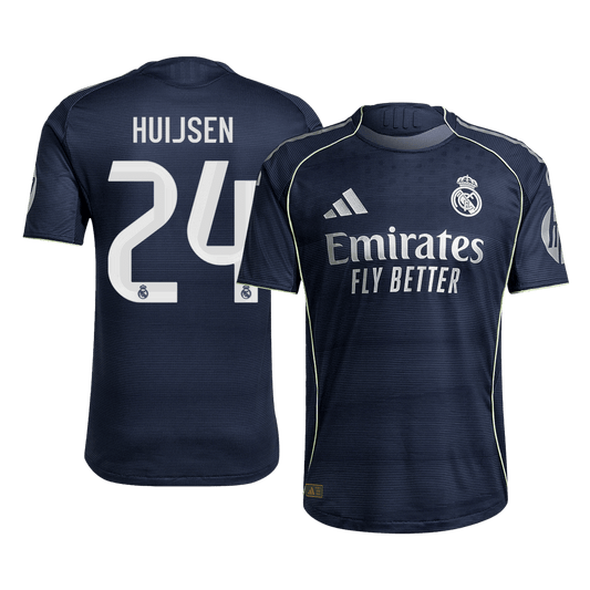 Autêntico HUIJSEN #24 Real Madrid Fora Futebol Camisas 2025/26 Marinha