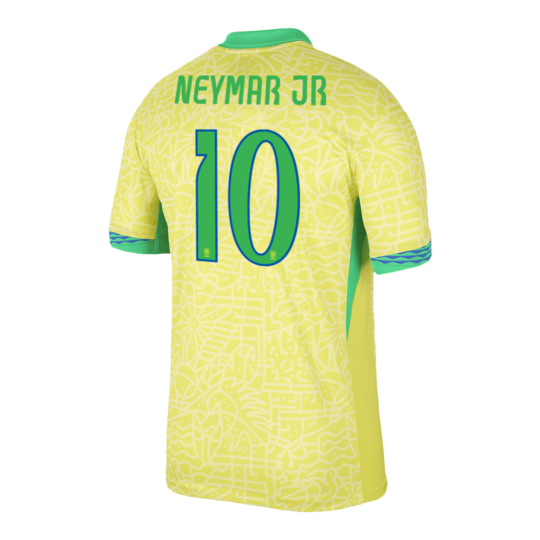 Camisola de futebol NEYMAR JR #10 Brasil Home personalizada 2024