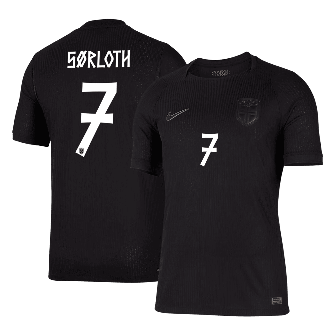 Versão do Jogador SØRLOTH #7 Norway Fora Copa do Mundo Futebol Camisas 2026 Preto