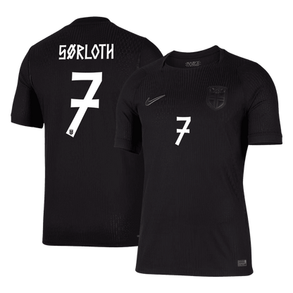 Versão do Jogador SØRLOTH #7 Norway Fora Copa do Mundo Futebol Camisas 2026 Preto