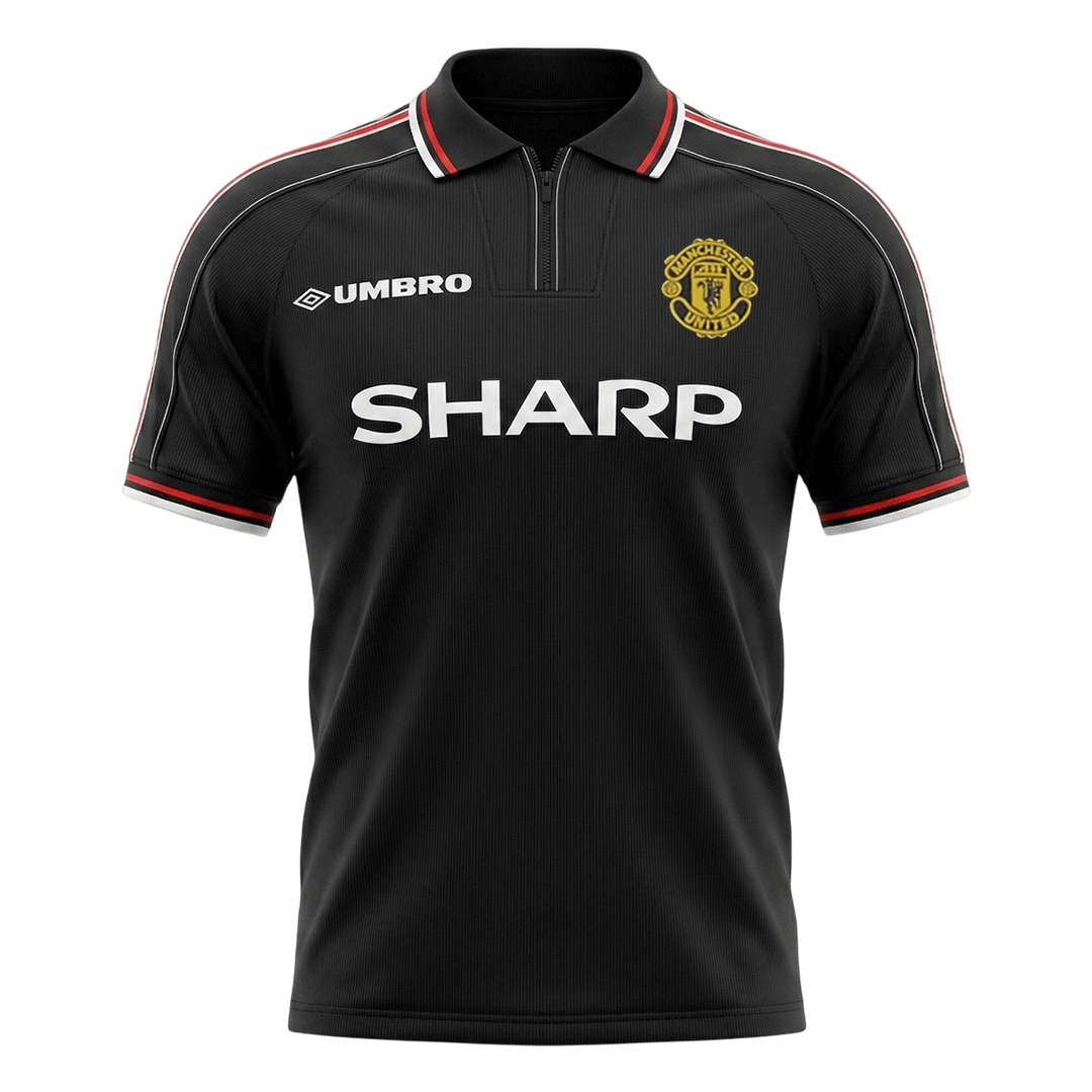 Retrô Manchester United Fora Camisa 1998 Preto