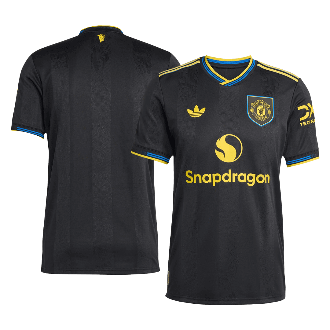 Autêntico Manchester United Fora Terceira Futebol Camisas 2025/26 Preto