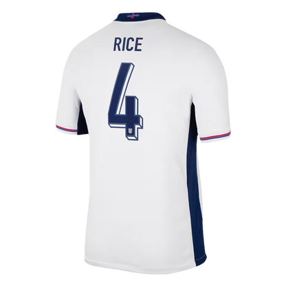 Camisola personalizada RICE #4 Inglaterra Soccer Jersey Home 2024
