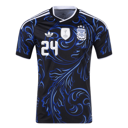 E. FERNÁNDEZ #24 Argentina Fora Copa do Mundo Camisa 2026 Preto