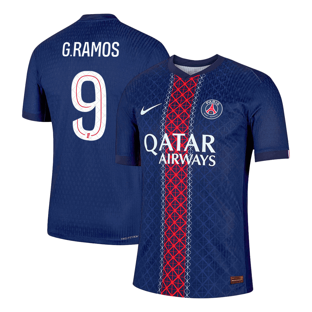 Jogador G.RAMOS #9 PSG Casa Futebol Camisas 2025/26 Marinha