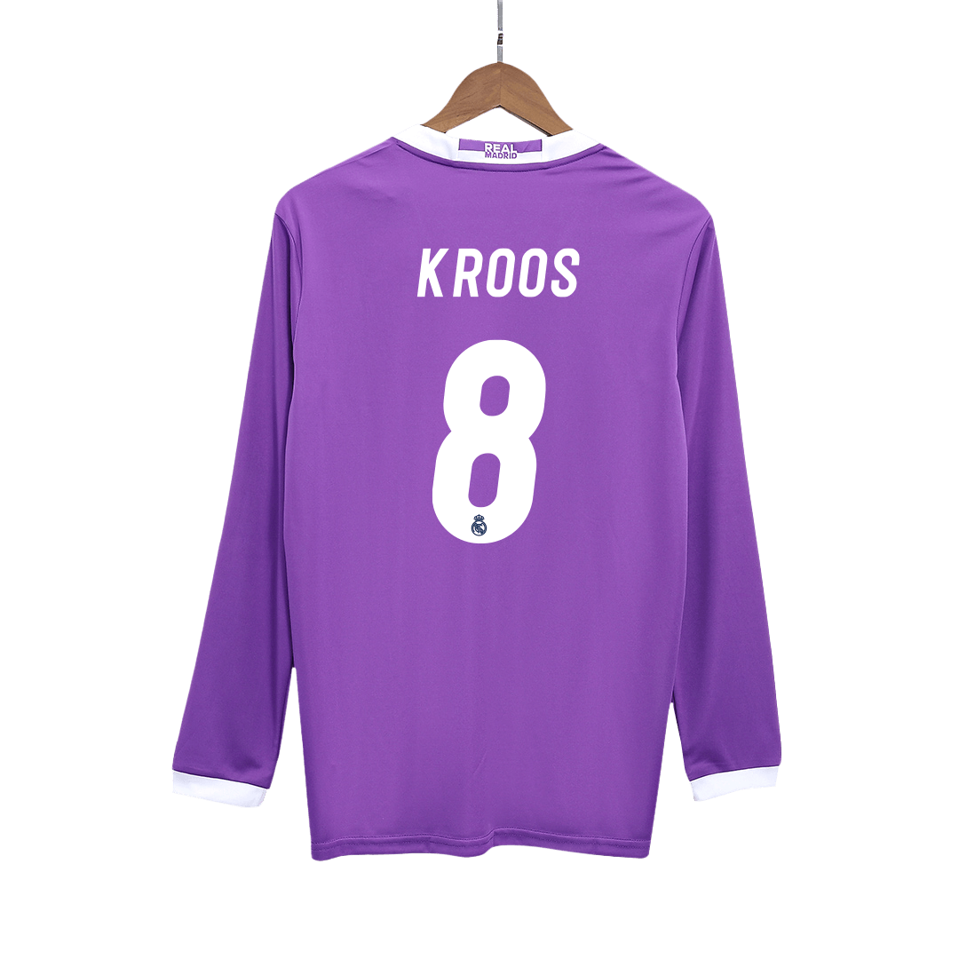 KROOS #8 Real Madrid Retro Jersey Away Camisola de Futebol de Manga Longa 2016/17