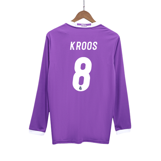 KROOS #8 Real Madrid Retro Jersey Away Camisola de Futebol de Manga Longa 2016/17