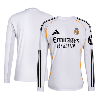 Real Madrid Home Long Sleeve Soccer Jersey 2025/26 White