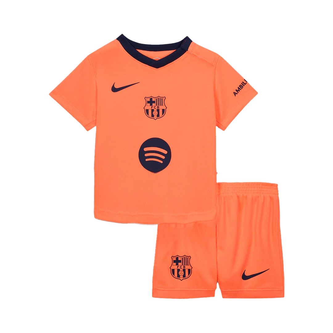 Barcelona Infantil Fora Terceira Futebol Camisa 2025/26 Laranja