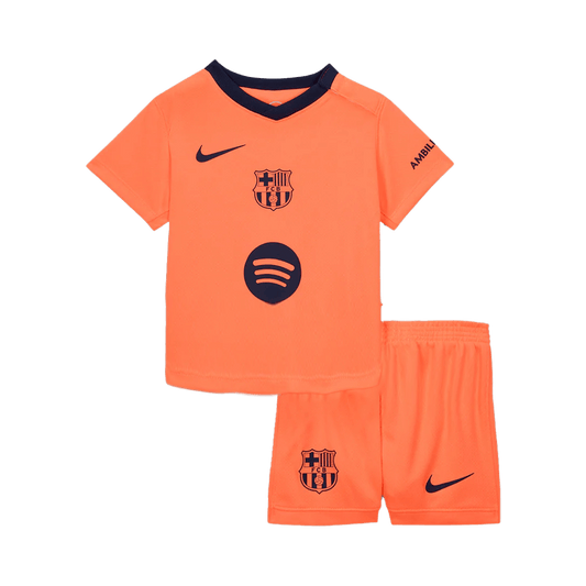 Barcelona Infantil Fora Terceira Futebol Camisa 2025/26 Laranja