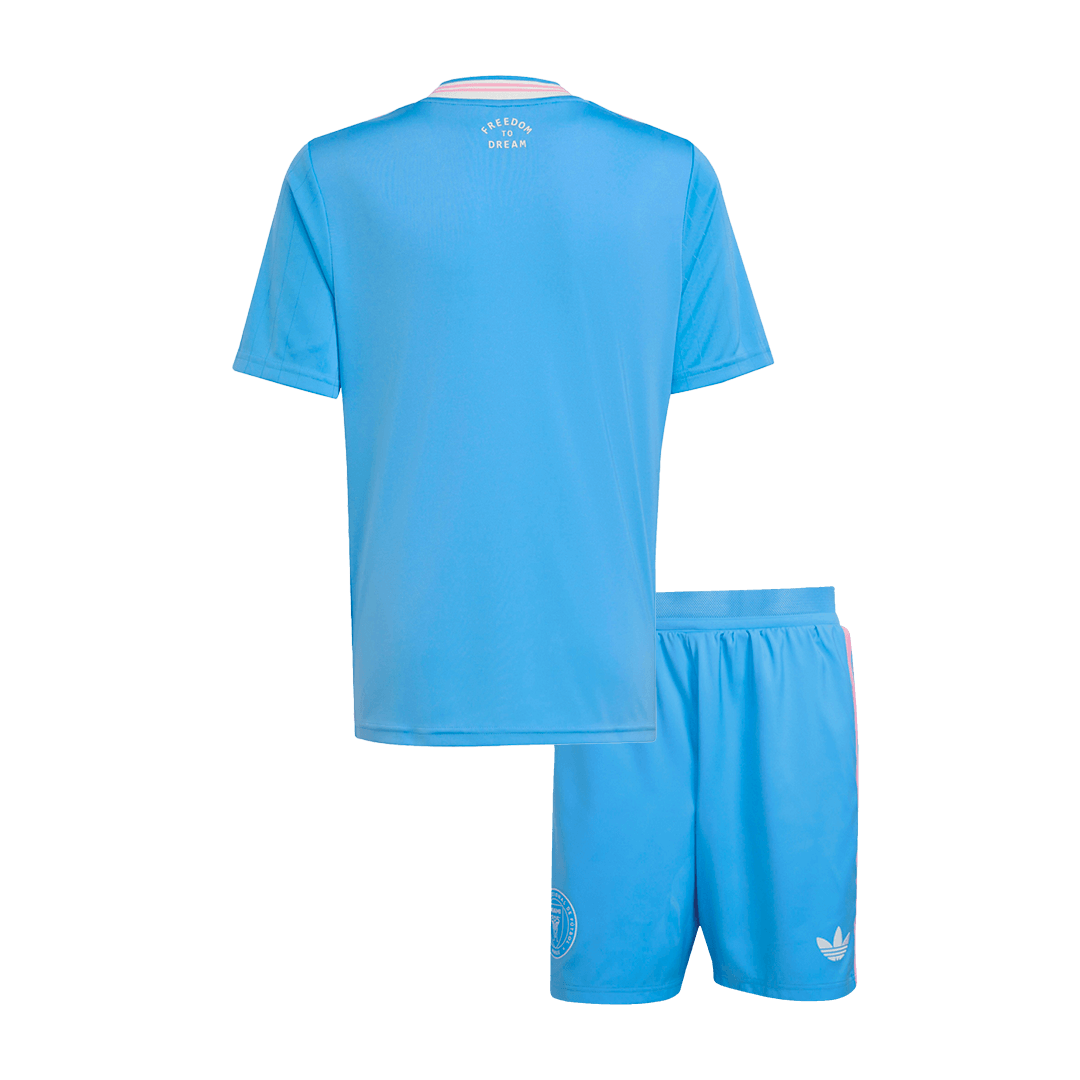 Inter Miami CF 
 Fora Terceira 
Camisas Infantis 
Conjunto 2025 
 Azul