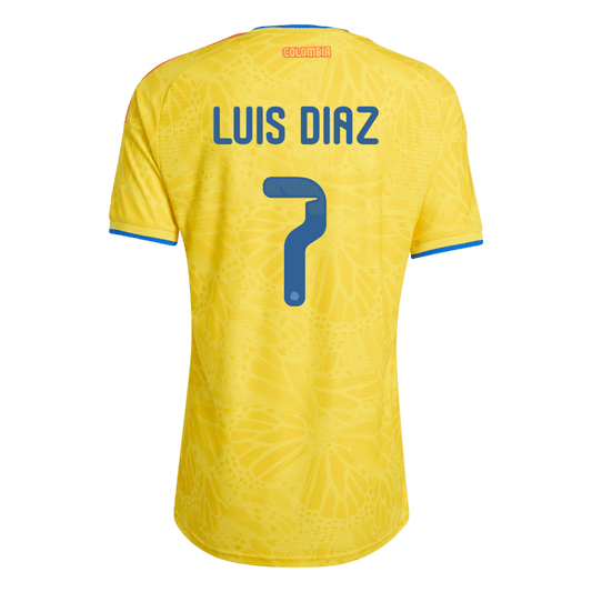 Jogador LUIS DíAZ #7 Colombia Casa Copa do Mundo Futebol Camisas 2026 Amarelo - camisola de futebol para adeptos