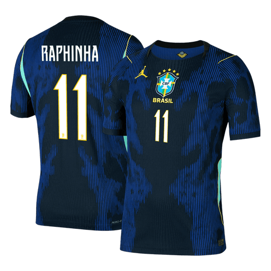 Versão do Jogador RAPHINHA #11 Brazil Fora Copa do Mundo Futebol Camisas 2026 Marinha