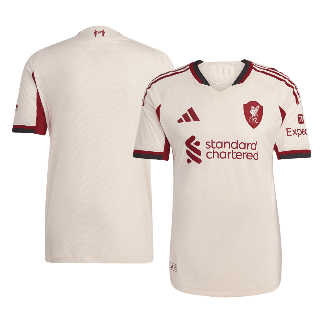 Autêntico Liverpool Fora Futebol Camisas 2025/26 Branco