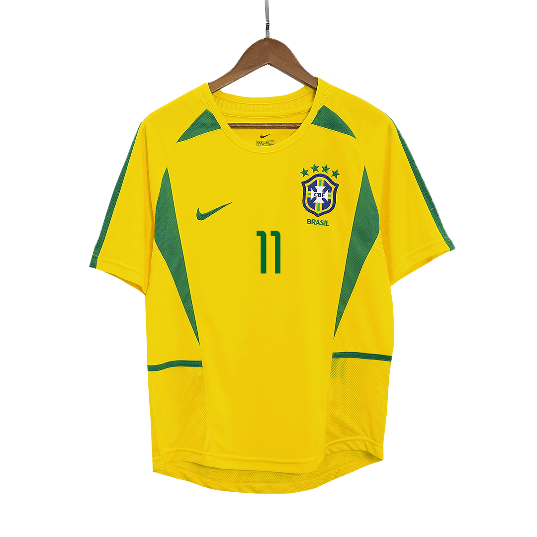 Retro RONALDINHO #11 Brazil Home Soccer Shirt 2002/03