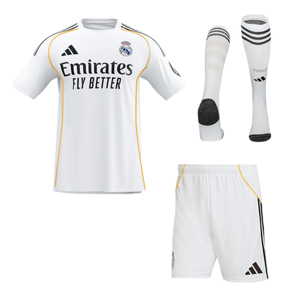 Real Madrid Casa Camisa Conjunto (Camisola + Calções+Meias) 2025/26- Branco