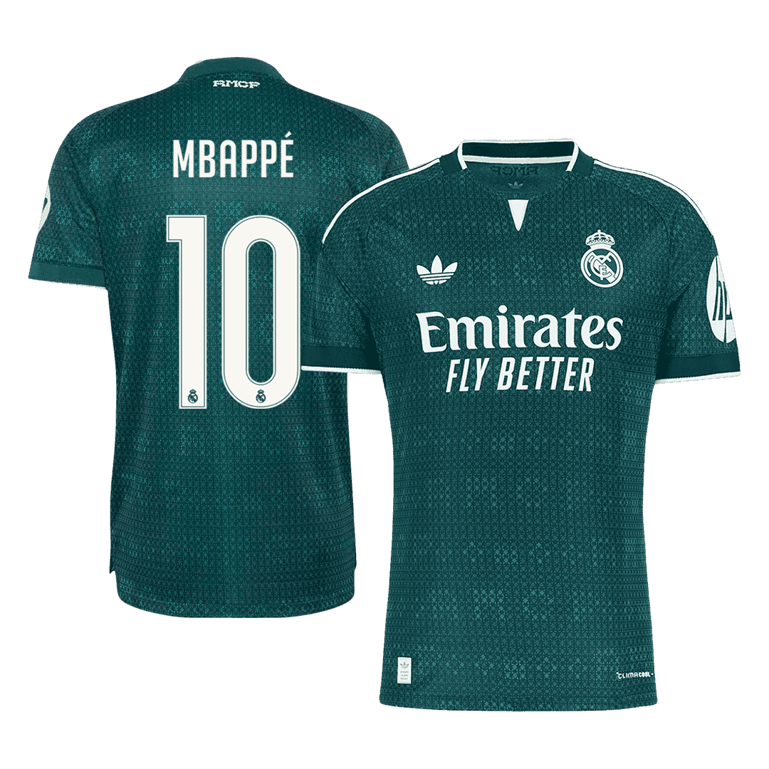 Versão do Jogador MBAPPÉ #10 Real Madrid Fora Futebol Camisas 2026/27 Verde