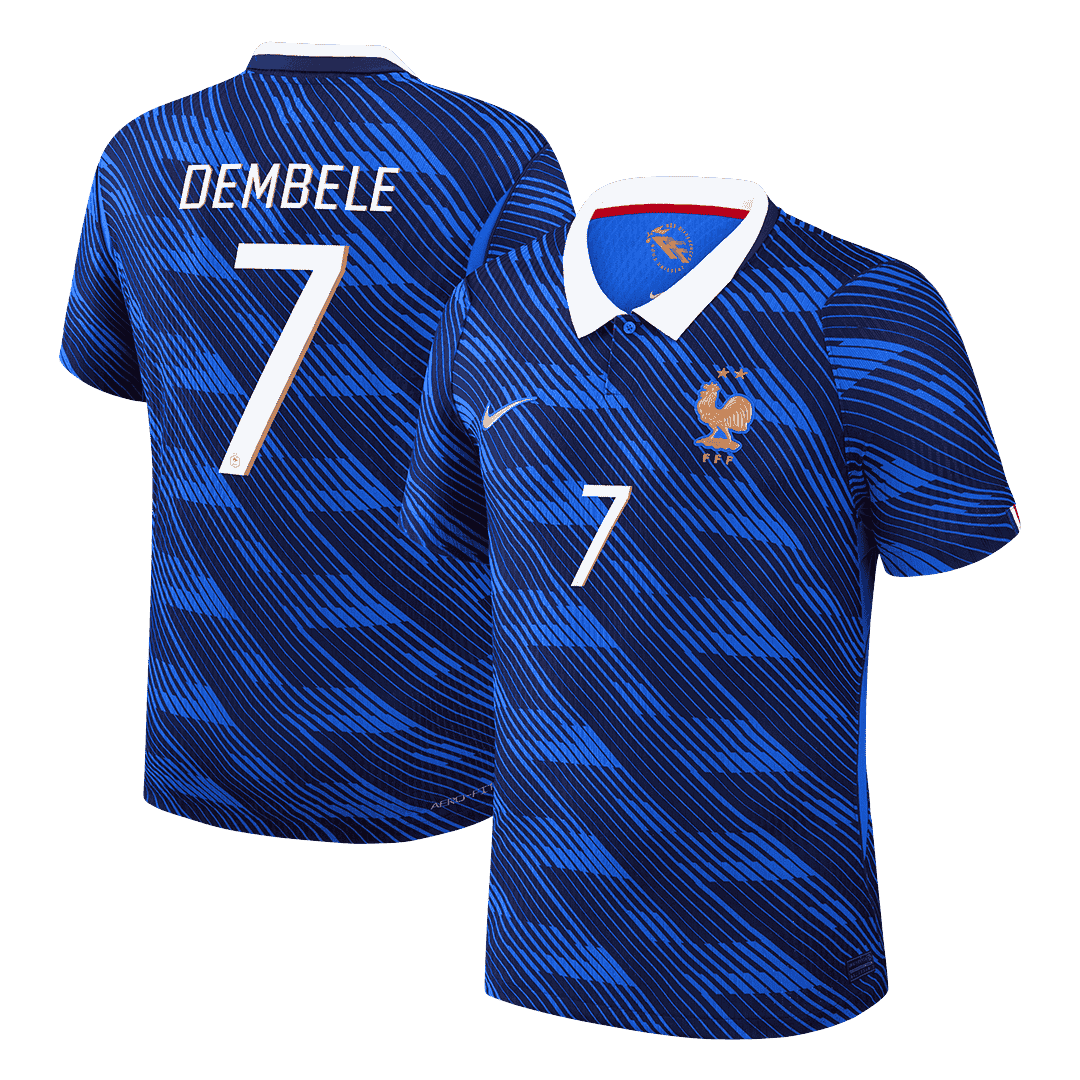 Versão do Jogador DEMBELE #7 France Casa Copa do Mundo Futebol Camisas 2026 Azul