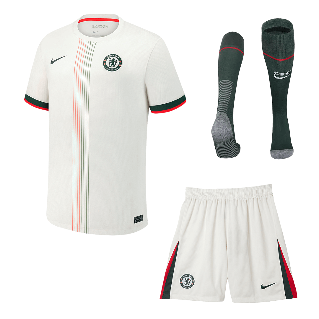 Chelsea 
 Fora 
 Camisa 
Conjunto (Camisa + Calções + Meias) 
2025/26 
 Branco