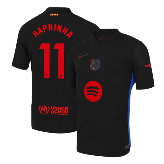 Camisola de futebol autêntica RAPHINHA #11 do Barcelona, camisola alternativa 2024/25, logótipo do Spotify sem texto