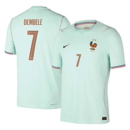 Versão do Jogador DEMBELE #7 France Fora Copa do Mundo Futebol Camisas 2026 Verde