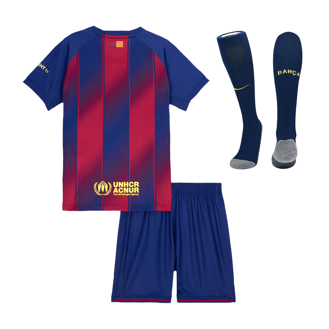 Barcelona Casa  Infantil Conjunto（Camisa + Calção + Meias) 2025/26  Vermelho&Azul