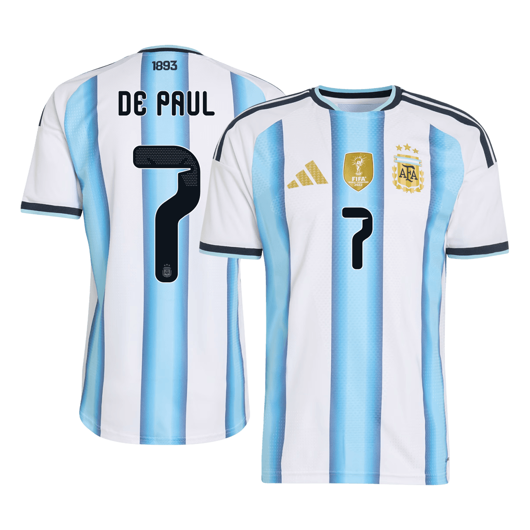 Versão do Jogador DE PAUL #7 Argentina Casa Copa do Mundo Futebol Camisas 2026