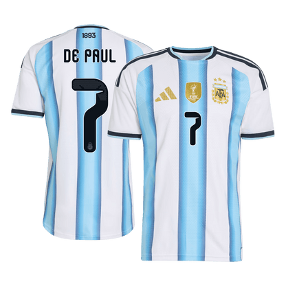 Versão do Jogador DE PAUL #7 Argentina Casa Copa do Mundo Futebol Camisas 2026