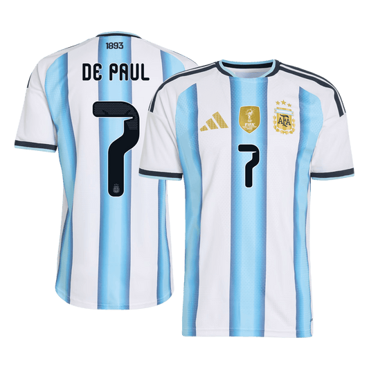 Versão do Jogador DE PAUL #7 Argentina Casa Copa do Mundo Futebol Camisas 2026