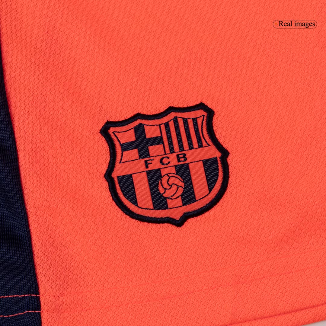 Barcelona Infantil 
 Fora Terceira Futebol Camisa Conjunto (Camisa+Shorts+Meias) 2025/26 Laranja