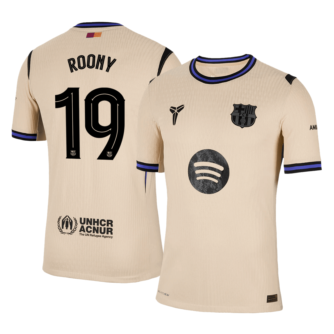 Autêntico ROONY #19 Barcelona Fora UCL Futebol Camisas 2025/26 Amarelo - UCL