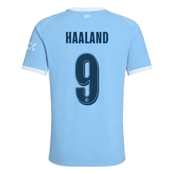 Versão do Jogador HAALAND #9 Manchester City Casa Futebol Camisas 2026/27 Azul - UCL