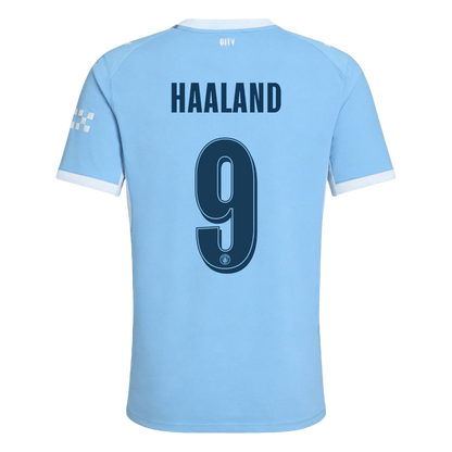 Versão do Jogador HAALAND #9 Manchester City Casa Futebol Camisas 2026/27 Azul - UCL