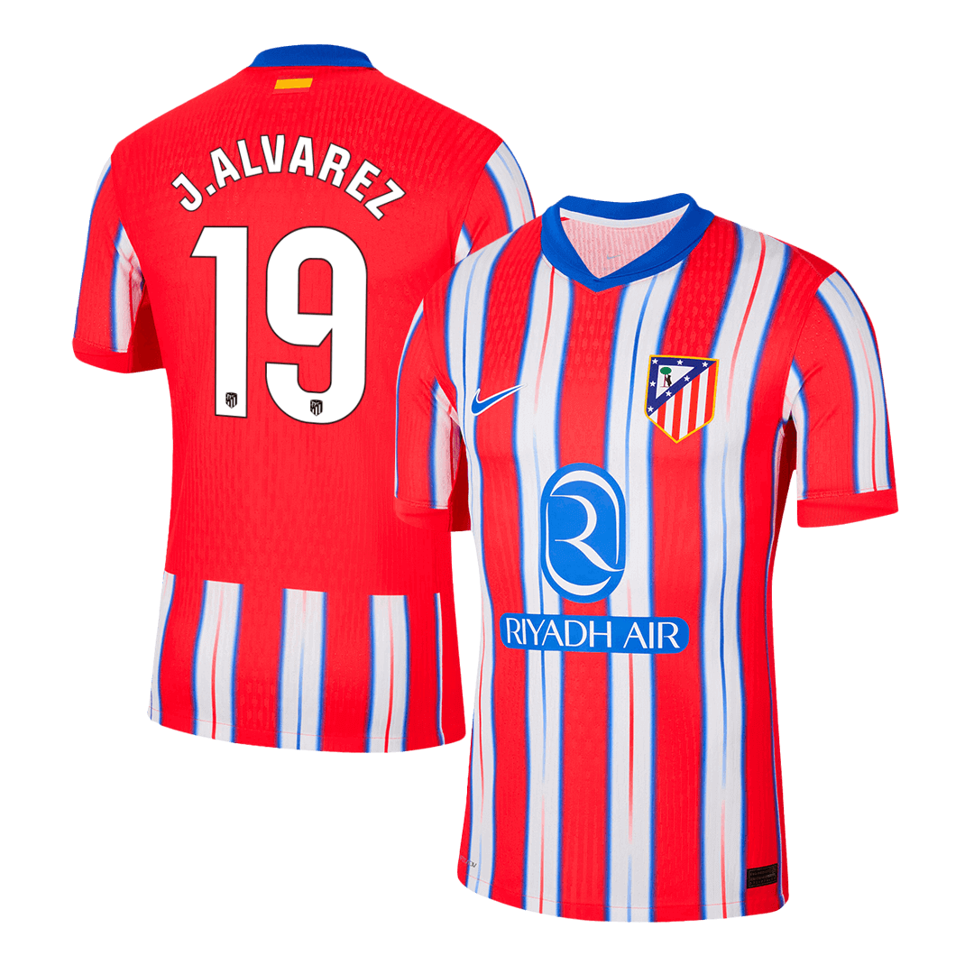 J.ALVAREZ #19 Atlético de Madrid Authentic Football Shirt, Home Shirt 2024/25