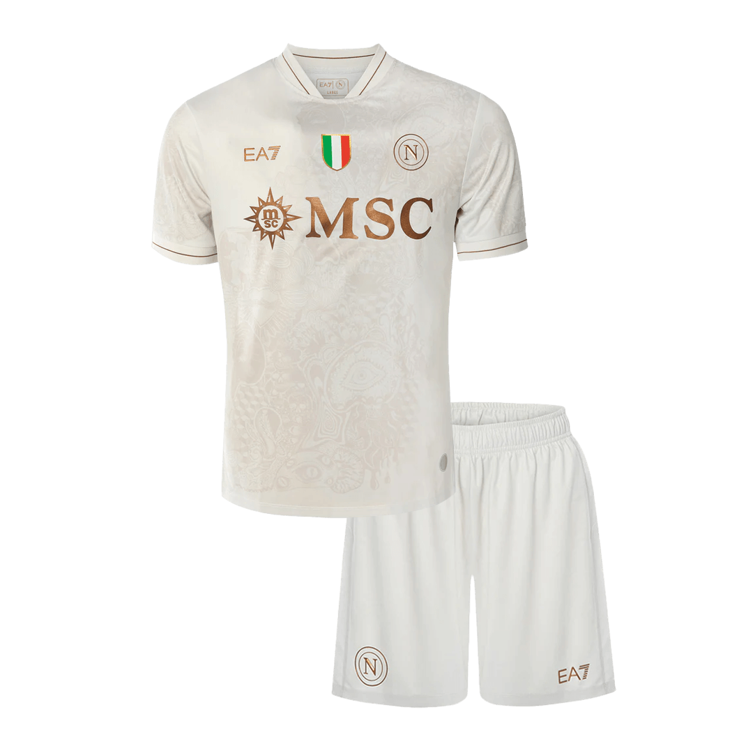 Napoli 
 Fora 
Camisas Infantis 
Conjunto 2025/26 
 Branco