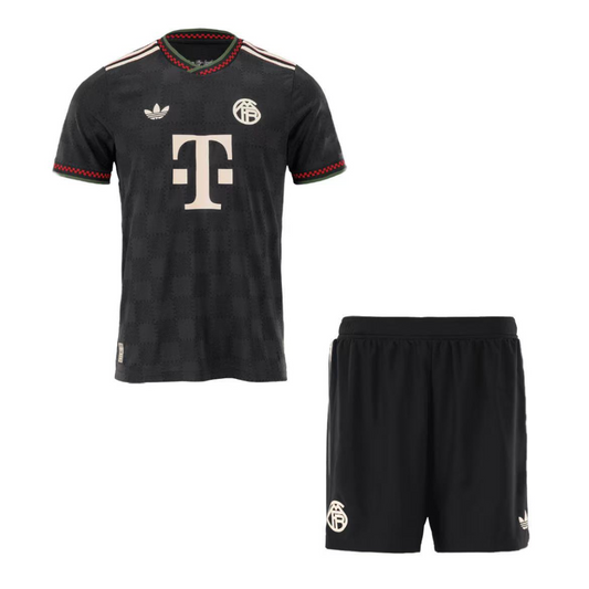 Autêntica Bayern Munich Fora Terceira Camisa Conjunto (Camisa + Calções) 2025/26 Preto