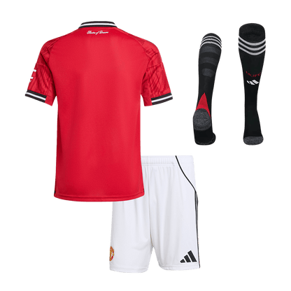 Manchester United Infantil Casa Conjunto (Camisa + Calção + Meias) 2025/26 Vermelho
