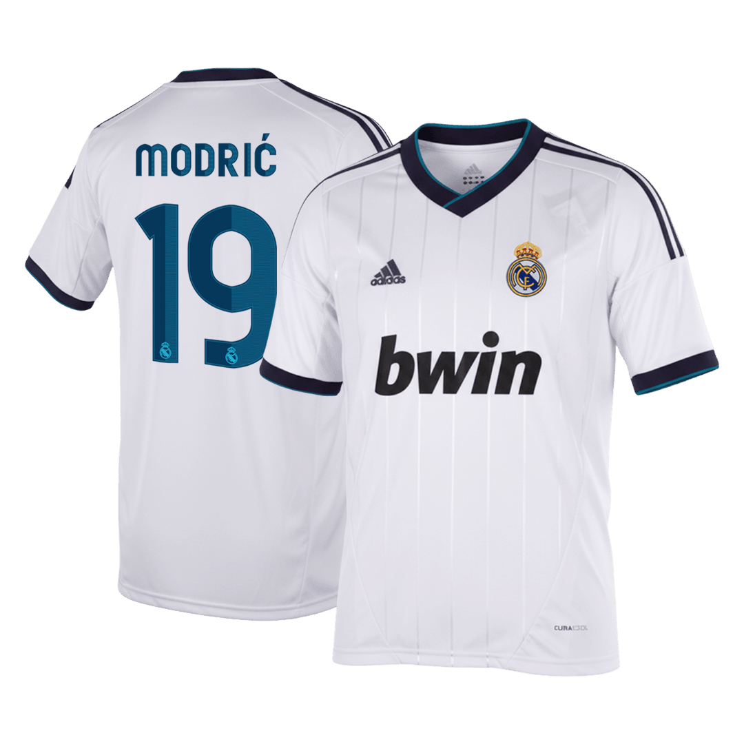 Retrô MODRIĆ #19 Real Madrid Casa Camisa 2012/13 Branco