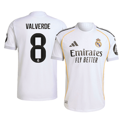 Autêntico VALVERDE #8 Real Madrid Casa Futebol Camisas 2025/26 Branco