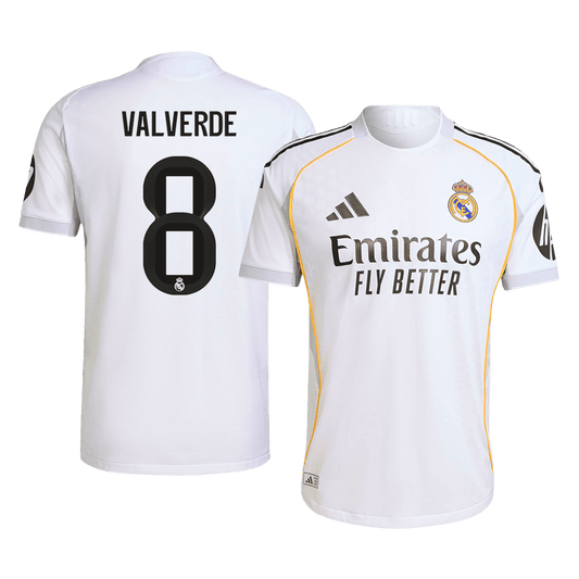 Autêntico VALVERDE #8 Real Madrid Casa Futebol Camisas 2025/26 Branco