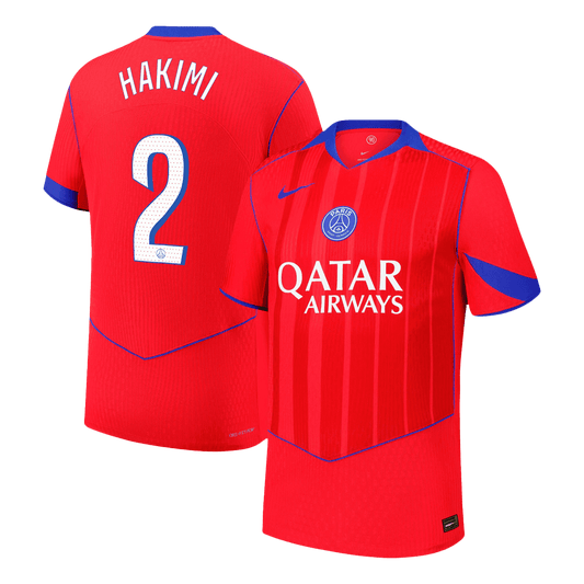 Jogador HAKIMI #2 PSG Terceira Futebol Camisas 2025/26 Vermelho