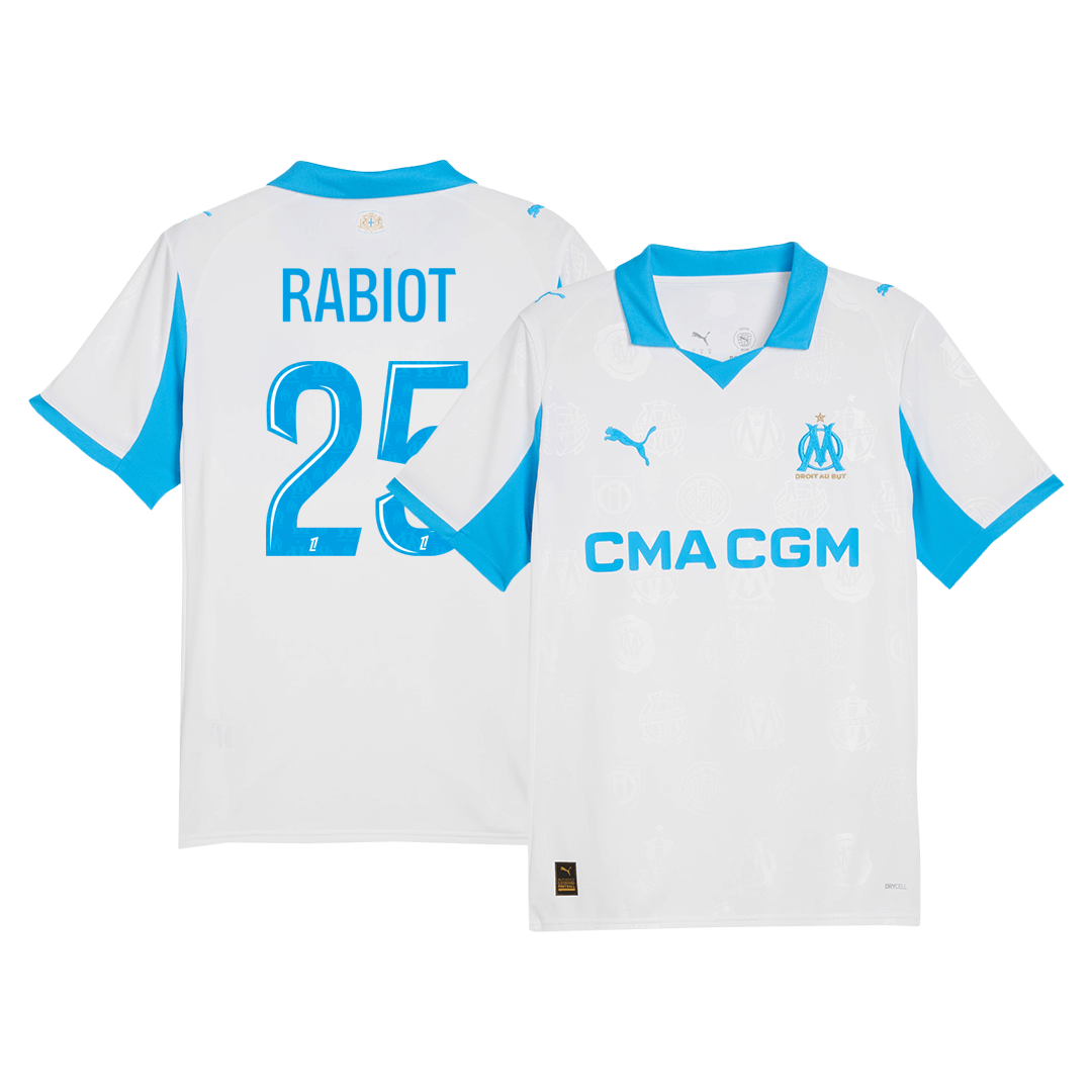 RABIOT #25 Marseille Casa Camisa 2025/26 Branco
