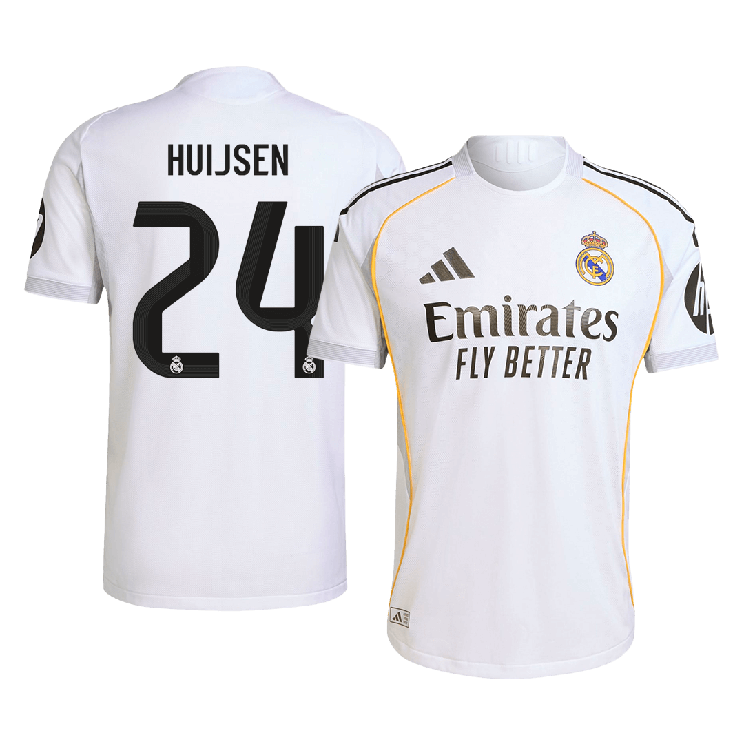 Autêntico HUIJSEN #24 Real Madrid Casa Futebol Camisas 2025/26 Branco